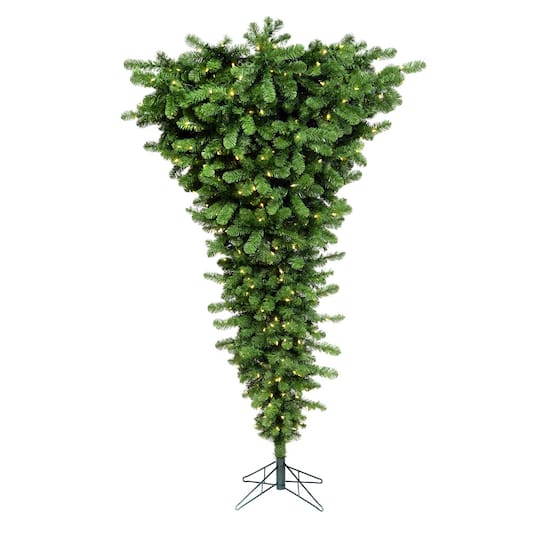 5.5ft. Pre-Lit Green Upside Down Artificial Christmas Tree, Warm White Dura-Lit LED Lights